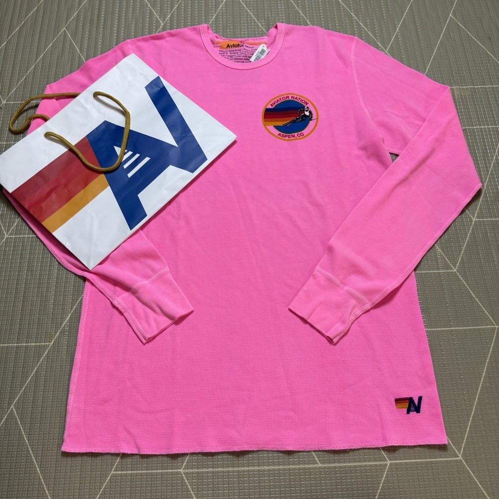 NEW Aviator Nation Aspen Colorado Thermal Top XL Neon Pink